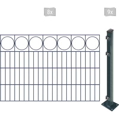 Doppelstabmattenzaun ARVOTEC "EASY 80 zum Aufschrauben "Ring" mit Zierleiste", grau (anthrazit), H:80cm, Stahl, Kunststoff, Zaunelemente, Zaunhöhe 80 cm, Zaunlänge 2 - 60 m Image