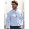 Langarmhemd H.I.S "Regular-fit", Herren, Gr. M (39/40), N-Gr, blau (blau, weiß), Web, Obermaterial: 100% Baumwolle, gestreift, casual, regular fit, Rundhals, Langarm Manschette, Hemden, Oxfordhemd langarm mit Button-down-Kragen aus reiner Baumwolle
