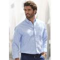 Langarmhemd H.I.S "Regular-fit", Herren, Gr. XXXL (47/48), N-Gr, blau (blau, weiß), Web, Obermaterial: 100% Baumwolle, gestreift, casual, regular fit, Rundhals, Langarm Manschette, Hemden, Oxfordhemd langarm mit Button-down-Kragen aus reiner Baumwolle
