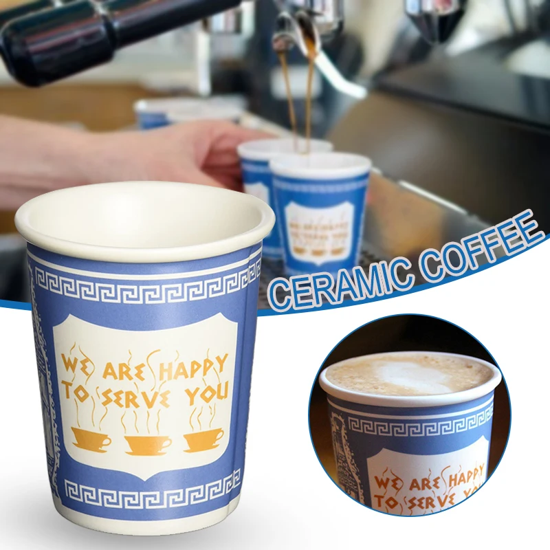90–300 ml Keramiktasse „We Are Happy To Serve You“, Kaffeetasse für Küche, Café, Restaurant, Latte-Tasse, Trinkgeschirr, Geschenk, Souvenir Image