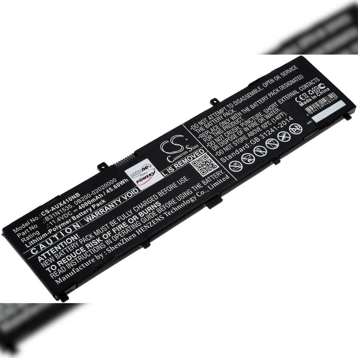 Powery Akku passend für Laptop Asus UX310UA, UX410UA, Typ B31N1535 u.a.