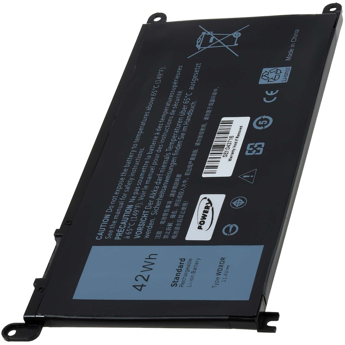 Powery Akku für Laptop Dell Inspiron 13 7368 / INS 13MF PRO-D1508TS / Typ WDX0R Image