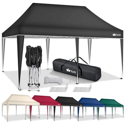 tillvex Pavillon 3x6m Beige wasserdicht Pop-Up Faltpavillon höhenverstellbar Gartenzelt UV Schutz Image