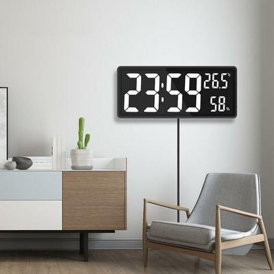 LED-Digital-Wanduhr, große Ziffernanzeige, Innenbereich, Büro, Weiß Image
