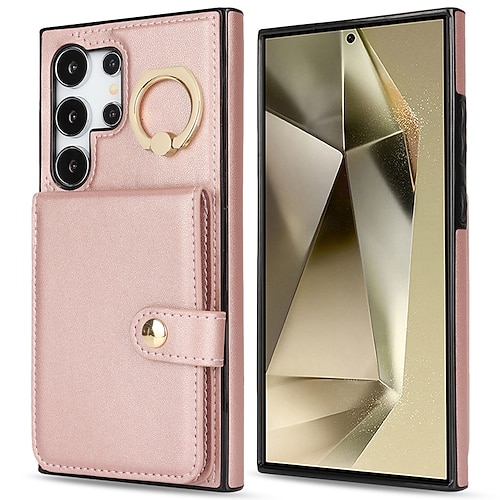 Handy Hülle Handyhüllen Für Samsung Galaxy S25 S24 S23 S22 Plus Ultra S23 FE A55 5G A35 5G A25 A15 A14 Brieftaschenhülle Mit Ständer Ringhalter Kartenfach Retro TPU PU-Leder Image
