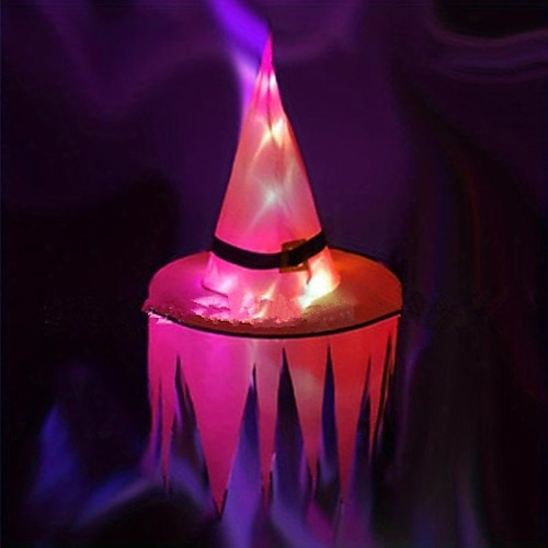 leuchtender Halloween-Hut mit LED-Lichtern kann auf dem Kopf oder als Anhänger getragen werden Hexenhut Garten Hotel Hochzeit im Dunkeln leuchtende Dekoration Halloween lustige knifflige Vorräte