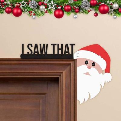 Funny Christmas Home Decor, I Saw That Santa Claus Door Corner Decor, Creative Door Corner Decor Funny Home Decor Christmas Door Frame Decoration