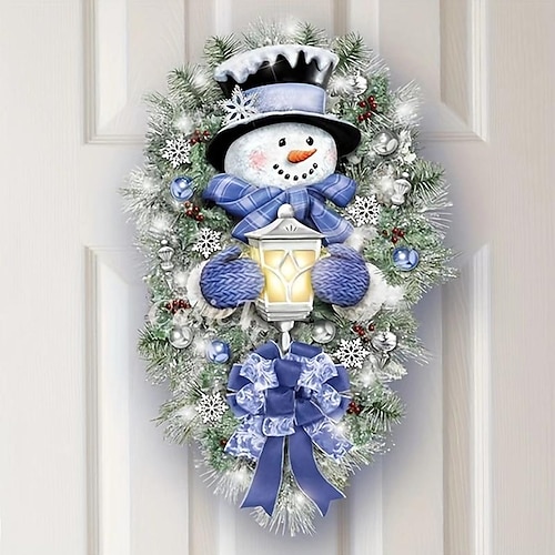 Winter Wandaufkleber Schneemann Herzlich Willkommen Kranz Aufkleber, Weihnachten Haus Tür Wand Fenster Aufkleber Aufkleber, Wohnkultur Image