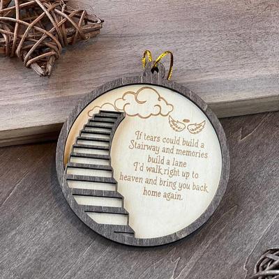 Stairway To Heaven Ornament,Christmas Bauble Wood Ornament, Memorial Ornament, Christmas Ornament, Personalized Memorial Christmas Ornament