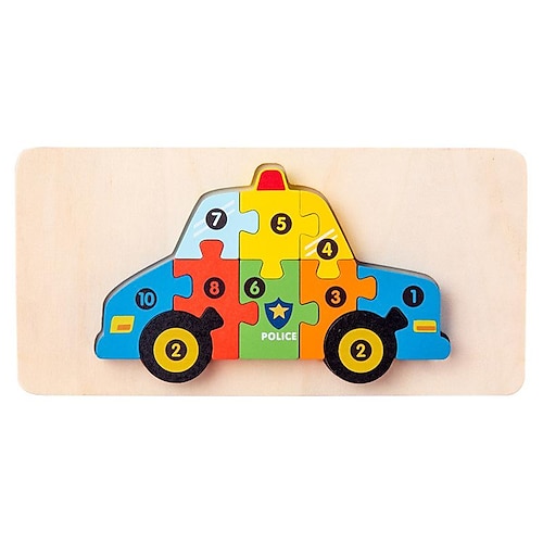 Holz Früherziehung Kognition Kinder Bildungs Spielzeuge Bau Holz Tiertransport Formenzuordnung 3D dreidimensionales Puzzle Weihnachtsgeschenk Image