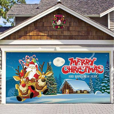 Christmas Background Cloth Outdoor Garage Door Tapestry Cloth Festive Party Decorations Comes With Hanging Cloth Large Size