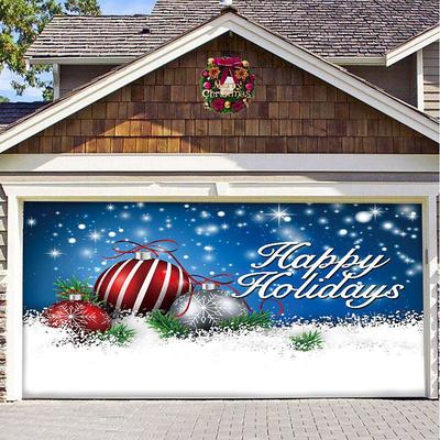 Christmas Background Cloth Outdoor Garage Door Tapestry Cloth Festive Party Decorations Comes With Hanging Cloth Large Size