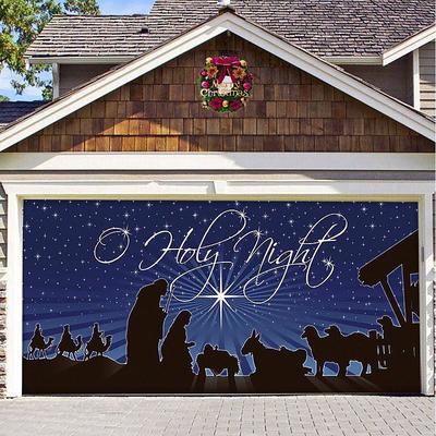 Christmas Background Cloth Outdoor Garage Door Tapestry Cloth Festive Party Decorations Comes With Hanging Cloth Large Size