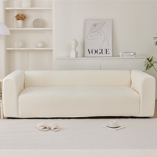 Elastischer Sofabezug, vollständiger Bezug, kratzfest gegen Katzen, verdickter, cremiger Stil für dauerhaften Möbelschutz, geeignet für alle Jahreszeiten und Sofatypen Image
