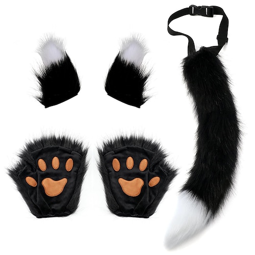 Katzen Rollenspiel Kostüm Kätzchen Schwanz Ohr Halsband Krallenhandschuh Anime Gothic Anzug Karneval Karneval Imitation Tier Schwanz Ohr Handschuhe Anzieh Cosplay Rollenspiele Outdoor Party Requisiten Image