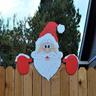 Santa Claus And Reindeer Peep At The Fence To Decorate The Christmas Theme Fence Garden And Yard