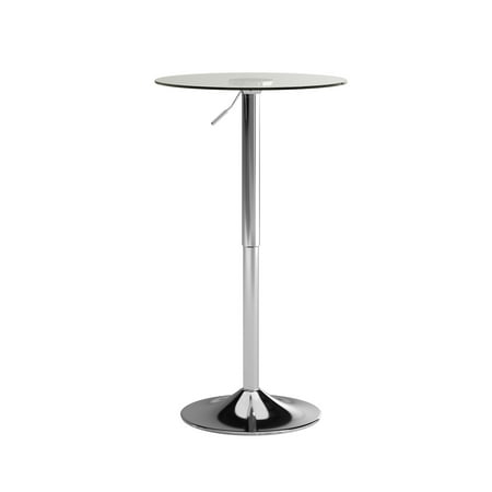 Flash Furniture Chad 23.5 Round Adjustable Height Glass Table (Adjustable Range 33.5 - 41 )