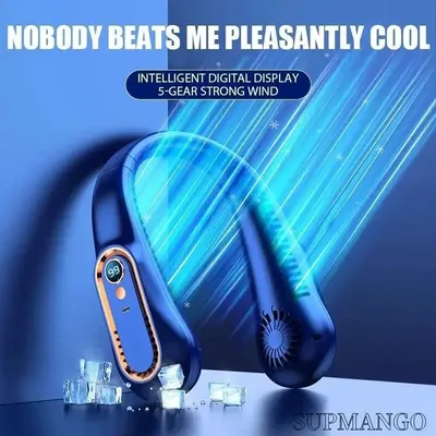 Hanging Neck Fan Digital Display Power Ventilador Bladeless Neckband Fan Portable Mini Air Cooler