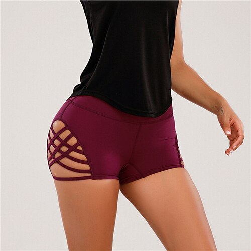 Per donna Shorts da Palestra Shorts da yoga Shorts da allenamento Taglio Vita Alta Pilates Allenamento in Palestra Allenamento Pantaloncini Tinta unica Nero Borgogna Blu scuro Gli sport Abbigliamento