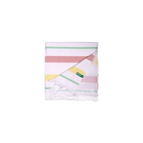 Benetton - Badetuch 80 x 165 cm, 350 g/m², 100 % Baumwolle, rosa, gelb und grün, Regenbogenfarben