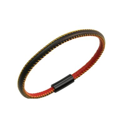 Armband ZEEME "echt Leder mit Deutschland-Farben 21cm", bunt (mehrfarbig), Armbänder, 21cm, Edelstahl