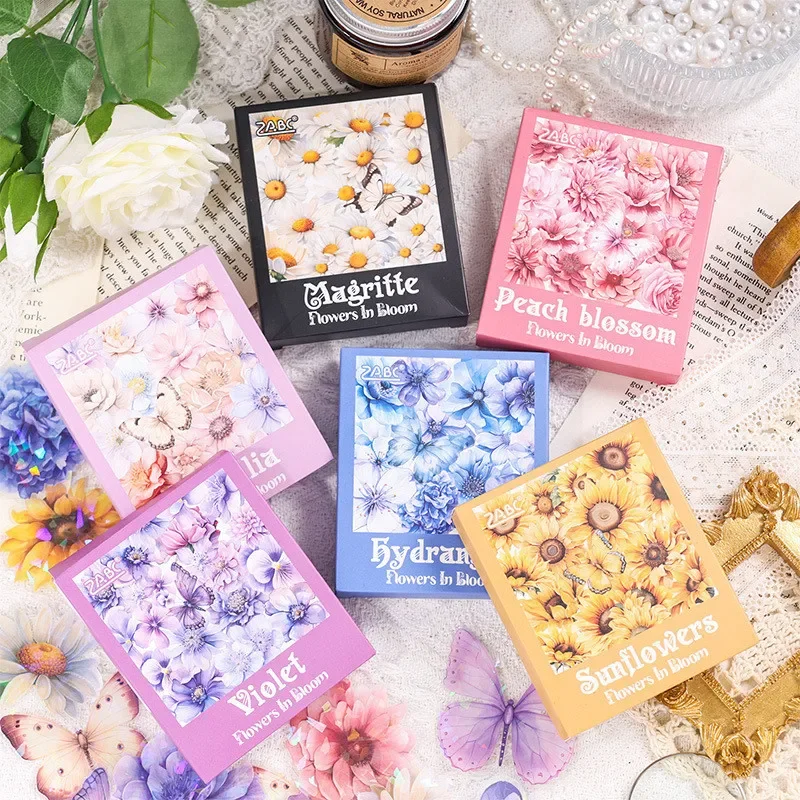 60 teile/paket PET Blumen Aufkleber Collage Scrapbooking Materialien Dekor Junk Journal Schreibwaren Ästhetik Image