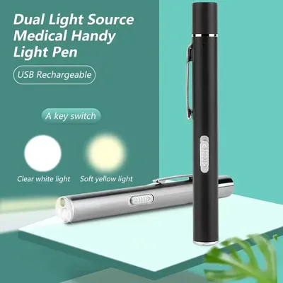 USB Rechargeable Medical Handy Pen Light Mini Nursing Flashlight LED Torch Lamp With Stainless Steel Clip Pocket Led Flashlight