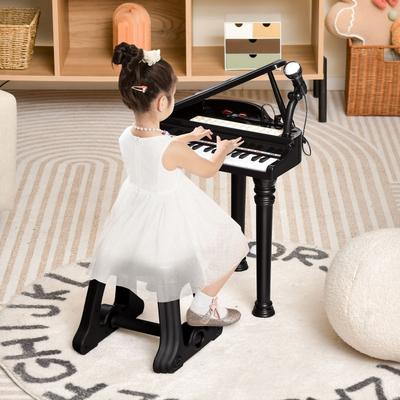 31 Keys Kids Piano Keyboard with Stool and Piano Lid - 14" x 12" x 21.5"