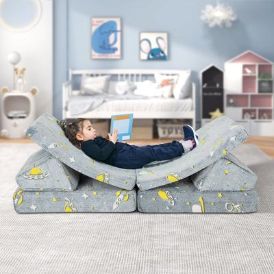 6 PCS Kids Play Couch with 4 Base Cushions and 2 Backrest Cushions - 56