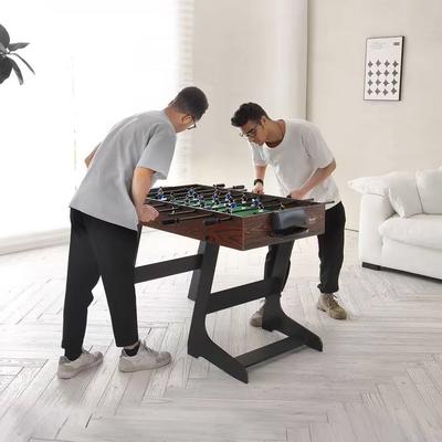 Foldable Foosball Table with 2 Balls in Walnut Wood Finish - 41.34"L x 23.82"W x 41.34"H