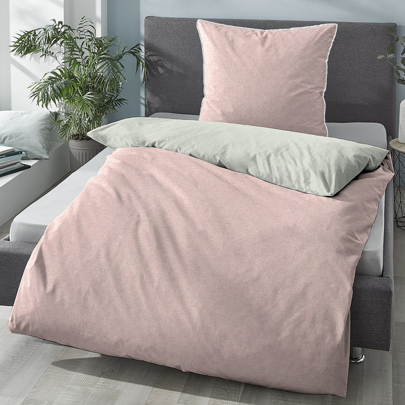 biberna Melange-Flanell Bettwäsche MELANGE UNI rose, 200x200 cm + 2x 80x80 cm Image