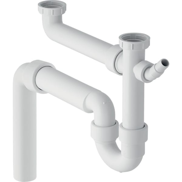 Geberit Spültisch-Ablauf G1 1/2x50 mm weiß in PP Universal-Abgangsbogen für zwei Becken 152553111 Image