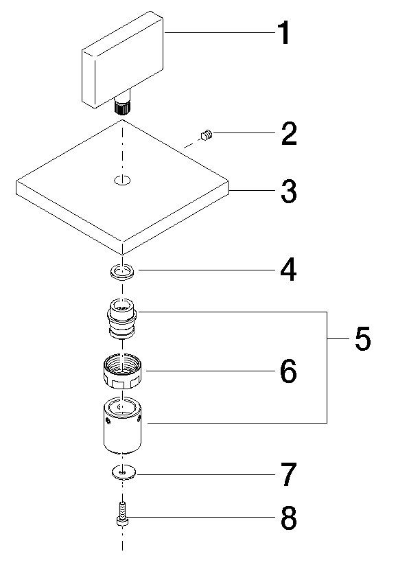Dornbracht Griff für Zwei- / Drei-Wegeumstellung Ersatzteile 90207800203 80 x 80 x 45 mm Dark Platin 90207800203-99 Image