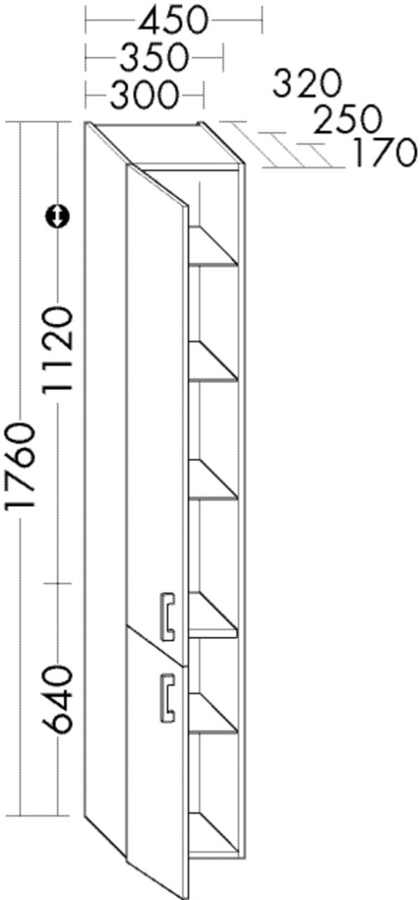 Burgbad Hochschrank Sys30 PG1 Aqua 1760x450x170 Frassino Dekor Cappuccino, HSRI045LF3160 HSRI045LF3160 Image