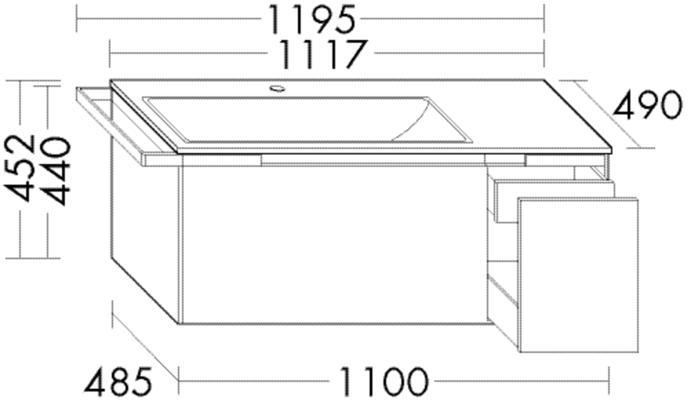 Burgbad Keramik Waschtisch-Set YSO PG2 HGL Grau Ultramatt/Schwarz Matt, SFAF111RF5752C0038 SFAF111RF5752C0038 Image