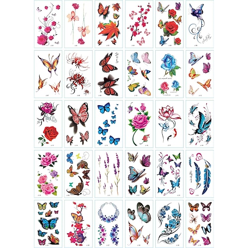 30 pcs Temporäre Tattoos Wasserdicht / Wegwerfbar Gesicht / Korpus / Hände Wassertransfer-Aufkleber Tätowierungsaufkleber