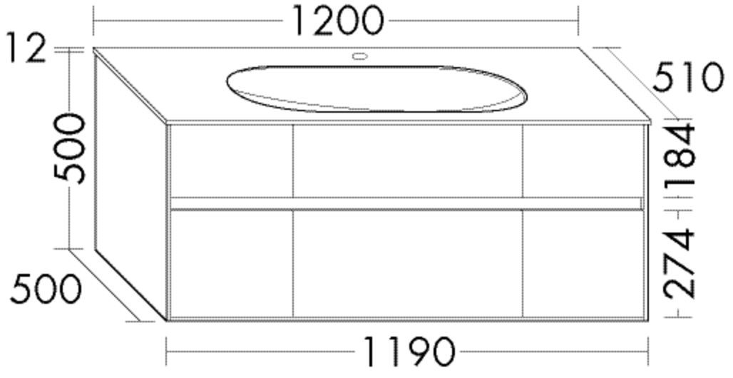 Burgbad Glas Waschtisch-Set rc40 Eiche Weiß/Dunkelgrau Matt, SGAT120F4612A0109 SGAT120F4612A0109 Image
