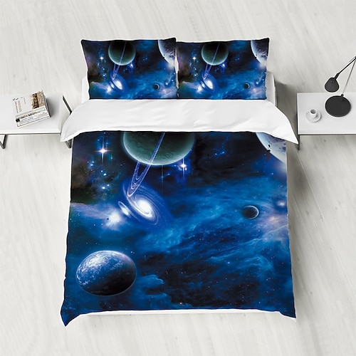 Galaxie Sternenhimmel Planet 3-teiliges Daunenbettbezug-Set für Hotelschlafzimmer Gästezimmer Gästezimmer Bettwäsche komfortables Set Image