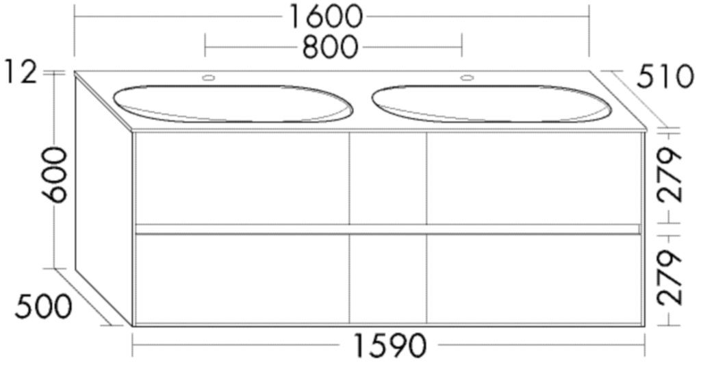 Burgbad Glas Doppel-Waschtisch-Set rc40 Schilf Hochglanz/Weiß Matt, SGKL160F4517A0066 SGKL160F4517A0066 Image