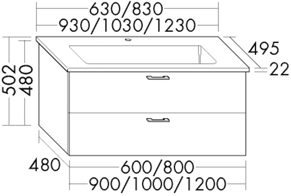 Burgbad Keramik Waschtisch-Set Sys30 PG2 Echo Marone Dekor Trüffel/Schwarz Matt, SGVD063F1717C0038 SGVD063F1717C0038 Image