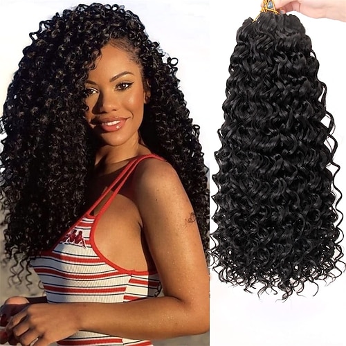 curl häkeln haar 18 zoll wasserwelle häkeln haar ombre synthetische böhmische häkeln geflecht tiefe welle flechten haarverlängerungen Image