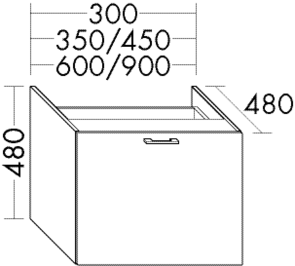 Burgbad Unterschrank Sys30 PG4 Sana 480x350x480 Eiche Schwarz, WUGS035F3449 WUGS035F3449 Image