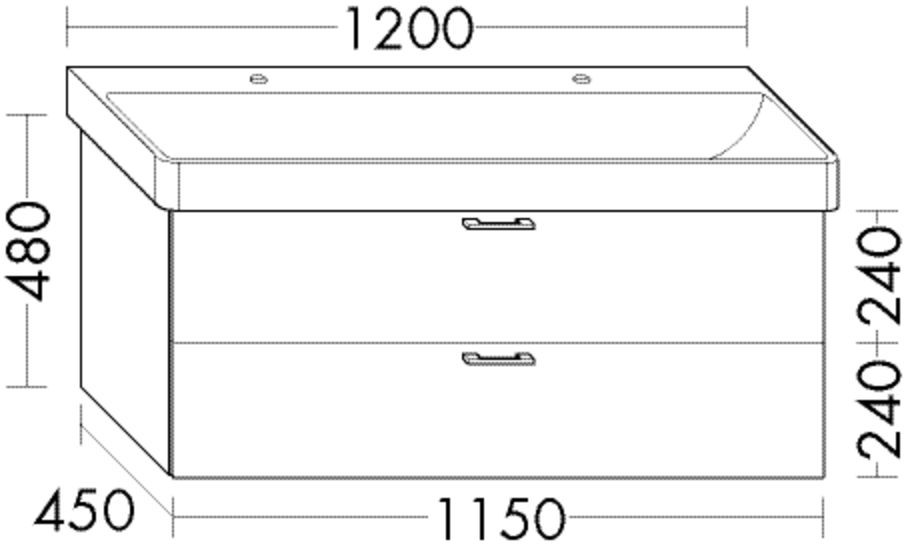 Burgbad Waschtischunterschrank Sys30 PG4 Sana 480x1150x450 Eiche Natur, WVGA115F3445 WVGA115F3445 Image