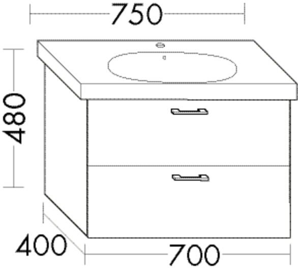 Burgbad Waschtischunterschrank Sys30 PG1 Aqua 480x700x400 Frassino Dekor Cappuccino, WVZI070F3160 WVZI070F3160 Image