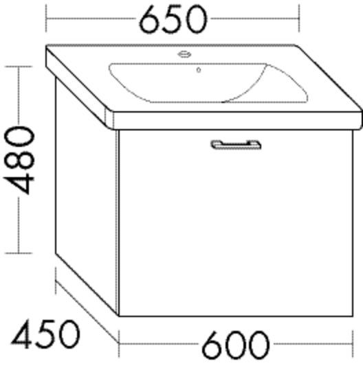 Burgbad Waschtischunterschrank Sys30 PG2 Echo 480x600x450 Basaltgrau Matt, WWLC060F2236 WWLC060F2236 Image