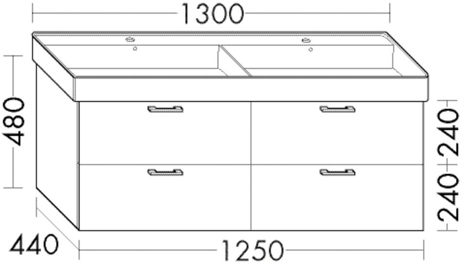 Burgbad Waschtischunterschrank Sys30 PG4 Sana 480x1250x440 Schilf Ultramatt, WWMJ125F5768 WWMJ125F5768 Image