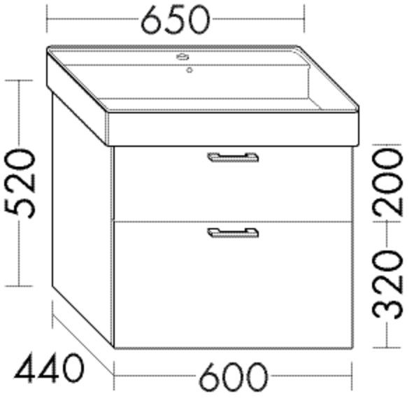 Burgbad Waschtischunterschrank Sys30 PG4 Sana 520x600x440 Grau Hochglanz, WWMK060F3364 WWMK060F3364 Image