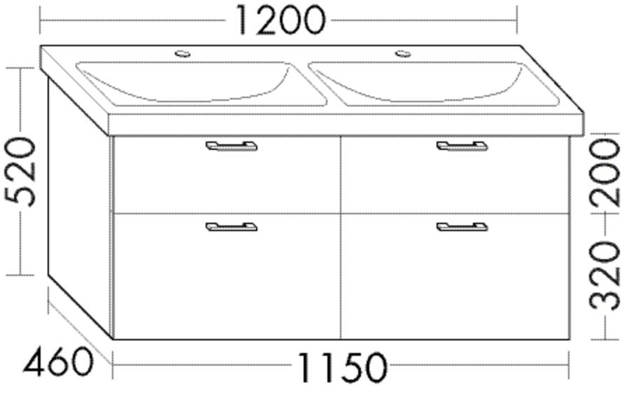 Burgbad Waschtischunterschrank zu Keramik Sys30 PG4 Sana 520x1150x460 Lichtgrau Hochglanz, WXNX115F WXNX115F3363 Image