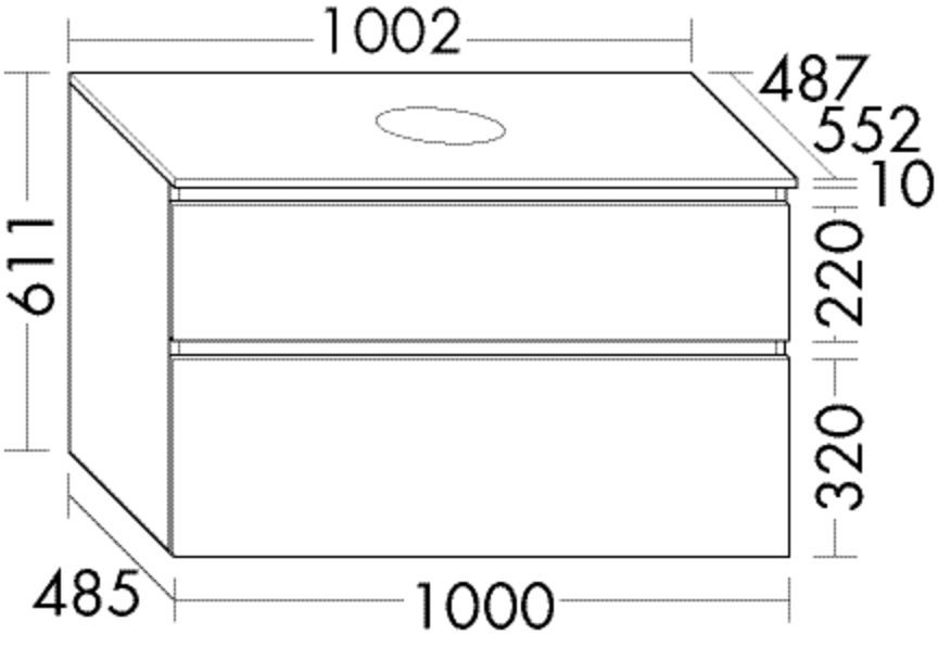 Burgbad Waschtischunterschrank Lin20 Melamin 611x1002x552 Basaltgrau Matt, WXOD100F5352 WXOD100F5352 Image