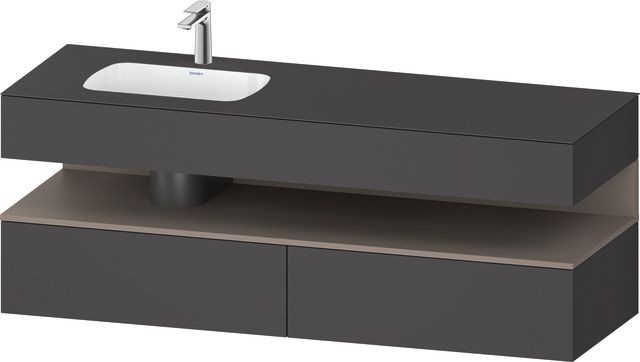 Duravit Qatego Einbauwaschtisch mit Konsolenwaschtischunterbau Graphit Matt 1600x500x600 mm - QA4795 QA4795043490000 Image